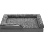 OEM Orthopädisches Hundebett, wasserdicht, 122x85x16cm, grau, Plüschbezug