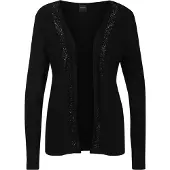 MADELEINE Langarmshirt "Shirtjacke Offene, leichte Jacke in weiter Form" Funkelnde Steine