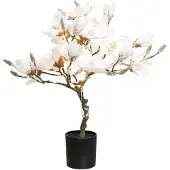 Creativ Deco Kunstpflanze "Magnolie", rosa (weiß, braun, schwarz, natur, altrosa), H:58cm, Kunstpflanzen, Kunstpflanze, beschneit, mit 20 LEDs