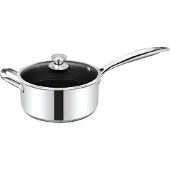 Cheffinger , Kochtopf 24cm Antihaft Wabenbeschichtung mit Glasdeckel, Silber