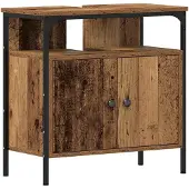 vidaXL Badezimmermöbel-Set 3 Stk. Braun Holzwerkstoff