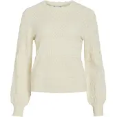 Vila Strickpullover "VIMILOS L/S O-NECK POINTELLE TOP - NOOS"