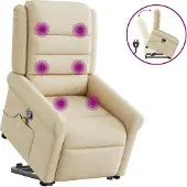 Syfax Massagesessel mit Aufstehhilfe Creme Stoff