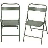 Sweeek - 2er-Set klappbare Gartenstühle aus Stahl - Khaki