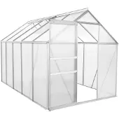 HABITAT ET JARDIN Gartengewächshaus aus Polycarbonat, 310 x 190 x 195 cm, "Basilic" – 5,89 m² – Grau
