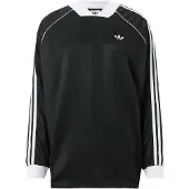 Adidas Langarmshirt ORIGINALS "3-STREIFEN JACQUARD LONGSLEEVE", Damen, Gr. XS, schwarz-weiß (schwarz), Obermaterial: 100% Polyester, V-Ausschnitt, Shirts Langarmshirt