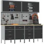 vidaXL Werkbank mit Speicher 10 pcs Schwarz Ingenieure Holz und Stahl