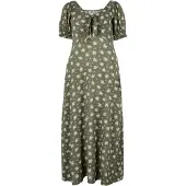 Apricot Maxikleid "Geblümtes Maxikleid", Damen, Gr. XXL (44), N-Gr, grün (khaki), gewebt, Obermaterial: 100% Viskose CV., geblümt, Puffärmel, Kleider Maxikleid, mit Puffarmen