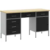 vidaXL Werkbank mit Speicher 3 stk. Schwarz Ingenieure Holz und Stahl