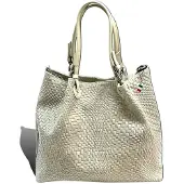 DrachenLeder Handtasche beige Florence Tasche geprägtes abstraktes Flechtmuster Leder D2OTF163I