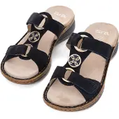 Ara Pantolette "HAWAII", Damen, Gr. 40, Leder, blau (nachtblau), Ziegenveloursleder, unifarben, Schuhe Pantolette, Keilabsatz, Sommerschuh, Schlupfschuh mit Schmuckelement