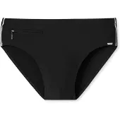 Schiesser Badeslip "Nautical Casual", Herren, Gr. 6, N-Gr, schwarz (000, schwarz), Gewirkt, Baumwolle, unifarben mit Farbeinsatz, Badehosen Badeslip, mit extra flacher Reißverschlusstasche
