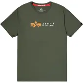 Alpha industries T-Shirt "Alpha Label T-Shirt", Herren, Gr. M, grün (schwarz olive), Obermaterial: 100% Baumwolle, Shirts T-Shirt