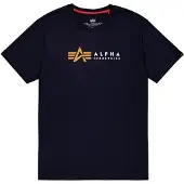 Alpha industries T-Shirt "Alpha Label T-Shirt", Herren, Gr. S, blau (rep.blau), Obermaterial: 100% Baumwolle, Shirts T-Shirt