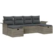 vidaXL Gartensofa-set 6 stk. Grau Poly-Rattan