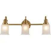 QUOIZEL Wandleuchte Swell, messingfarben, 3-flammig, Glas, IP44, G9