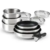 QDESIGN 10-teiliges Induktionskochgeschirr-Set mit Antihaftbeschichtung und abnehmbaren Griffen
