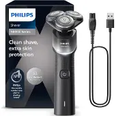 Philips Rasierer Serie 5000X X5004/00 Elektrischer Nass- und Trockenrasierer, Rotationstrasierer, Blau, PowerCut, Replace every 2 yrs with SH30, 2 Jahr(e), Batterie