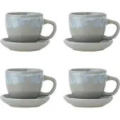 Bloomingville Brenta Tasse und Untertasse blau 4er Set