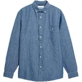 Armedangels CHAMBRAY-LEINEN LANGARMHEMD | Bio-Baumwoll-Mix - blau (M)