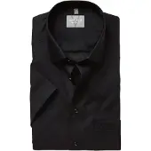 MARVELIS Kurzarmhemd , Herren, Gr. 38, N-Gr, schwarz, Web, Obermaterial: 100% Baumwolle, unifarben, comfort fit normal, Hemden Kurzarmhemd, Businesshemd, New-Kentkragen, comfort fit