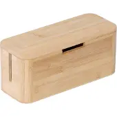 Relaxdays Kabelbox für Steckdosenleiste, Bambus, Magnetdeckel, 14,5x34x13,5 cm, Kabel verstecken, Steckdosenbox, natur
