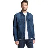 Tom Tailor Jeansjacke , Herren, Gr. M, blau (schwarz stone bright blau denim), Denim/Jeans, Obermaterial: 100% Baumwolle, unifarben, regular fit normal, Manschette, Jacken Jeansjacke, mit Taschen