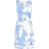 Vera Mont Cocktailkleid "Cocktailkleid mit Blumenprint", Damen, Gr. 42, EURO, blau (blau, weiß), Obermaterial: 90% Polyester PES. 10% Elasthan EL., Kleider Cocktailkleid