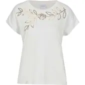 MADELEINE Kurzarmshirt "Blusenshirt Elegantes T-Shirt mit Glanzeffekten", Damen, Gr. 48, weiß (wollweiß), Obermaterial: 92% Viskose CV. 8% Elasthan EL., Modern, schmal, Shirts Kurzarmshirt, Pailetten