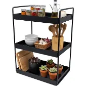 Relaxdays Gewürzregal, 3 Etagen, platzsparend, Küchenorganizer, HBT: 44 x 26 x 18 cm, Bad Organizer, Metall, schwarz