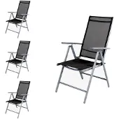 Mojawo 4 Stück Garten Klappstuhl Aluminium - Textilen Silbergrau/Anthrazit