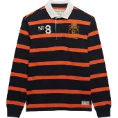 Superdry für Herren. M1110483A Rugby-Poloshirt Double Emblem Stripe orange, marineblau (XL), Lässig, Baumwolle, Langarm