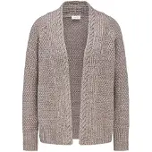 Goldner Elegante Grobstrickjacke, Zopfmuster in taupe / melange | Gr.: 40