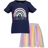 Blue Seven T-Shirt "Set: T-Shirt und Tüllrock", Mädchen, Gr. 134, blau (5640, ultramarin), 100% Baumwolle, normal, Rundhals, Shirts T-Shirt