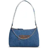 Tommy Hilfiger Schultertasche TOMMY JEANS "TJW COOL DENIM SHOULDER BAG", Damen, Gr. B/H/T: 23cm x 15cm x 13cm, blau (jeansblau), Baumwolle, Taschen Schultertasche, Damen Tragetasche, Minibag mit modischer Zierkette