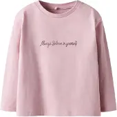Name it Langarmshirt "NMFREARAJA NREG LS TOP", Mädchen, Gr. 116, rosa (keepsake lila), Jersey, Obermaterial: 95% Baumwolle, 5% Elasthan, bedruckt, Rundhals, Shirts Langarmshirt