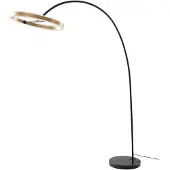 LUCANDE LED-Bogenlampe Yekta, messingfarben, 183 cm, dimmbar