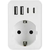 Plastrol Steckdosenadapter mit 4x USB und Schuko-steckdose 230V 3680W W-72025