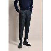 Bugatti Bundfaltenhose , Herren, Gr. 33, Länge 34, blau (marine), 78% Polyester, 16% Viskose, 4% Wolle, 2% Lyocell, unifarben, gerade, unten schmal, Hosen Bundfaltenhose, besonders soft
