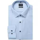 Olymp Langarmhemd "Big & Tall", Herren, Gr. 49, N-Gr, blau (bleu), Web, Obermaterial: 100% Baumwolle, gemustert, normal, 2-Knopf-Manschette verstellbar, Hemden Langarmhemd, New Kentkragen, comfort fit