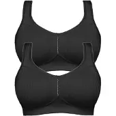 Susa Bügelloser BH "2er Pack Entlastungs BH Cremona", Damen, Gr. 75, Cup i, schwarz (schwarz schwarz), Obermaterial: 76% Polyamid PA. 24% Elasthan EL., BHs Bügelloser BH