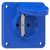 Pce 105-8bc Schutzkontakt-Anbausteckdose 75x75 nat Shutter IP54 rückwärtig (blau) 1058bc