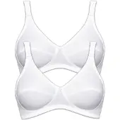 Susa Bügelloser BH "2er Pack BH ohne Bügel Cotton", Damen, Gr. 70, Cup B, weiß, Stoff, Obermaterial: 100% Baumwolle CO., BHs Bügelloser BH