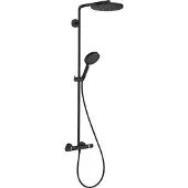 Hansgrohe Raindance S Duschsystem 240 1-jet, PowderRain, EcoSmart, mit Thermostat, 28823670, Farbe: Mattschwarz