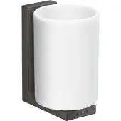 Hansgrohe AXOR UNIVERSAL Rectangular Zahnputzbecher, Metall, Glas weiß, 42604340, Farbe: Brushed Black Chrome