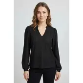 ONLY Blusenshirt "ONLMELANIE L/S SPLIT TOP JRS", Damen, Gr. M, schwarz, Jersey, Obermaterial: 98% Polyester, 2% Elasthan, unifarben, regular fit, Rundhals, Shirts Blusenshirt