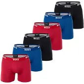 BOSS Boxershorts "Boxershort BoxerBr 6P Power 6er Pack", Herren, Gr. L, bunt (rot, blau, schwarz), Obermaterial: 95% Baumwolle CO. 5% Elasthan EL., Unterhosen Boxershorts