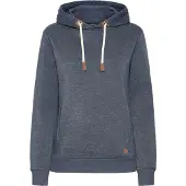 Oxmo Kapuzenpullover "Hoodie OXMille", Damen, Gr. XS, blau (total eclipse melange), Obermaterial: 55% Polyester PES. 45% Baumwolle CO., Pullover Kapuzenpullover