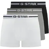 G-Star Boxershorts "Boxershort ACRE Trunk 3-pack 3er Pack", Herren, Gr. L, bunt (weiß, grau, schwarz), Obermaterial: 95% Baumwolle CO. 5% Elasthan EL., Unterhosen Boxershorts