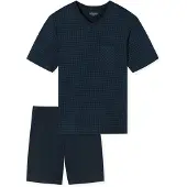 Schiesser Schlafanzug "Pyjama Casual Essentials", Herren, Gr. M, blau (dunkelblau), Obermaterial: 100% Baumwolle CO., Homewear-Sets Schlafanzug